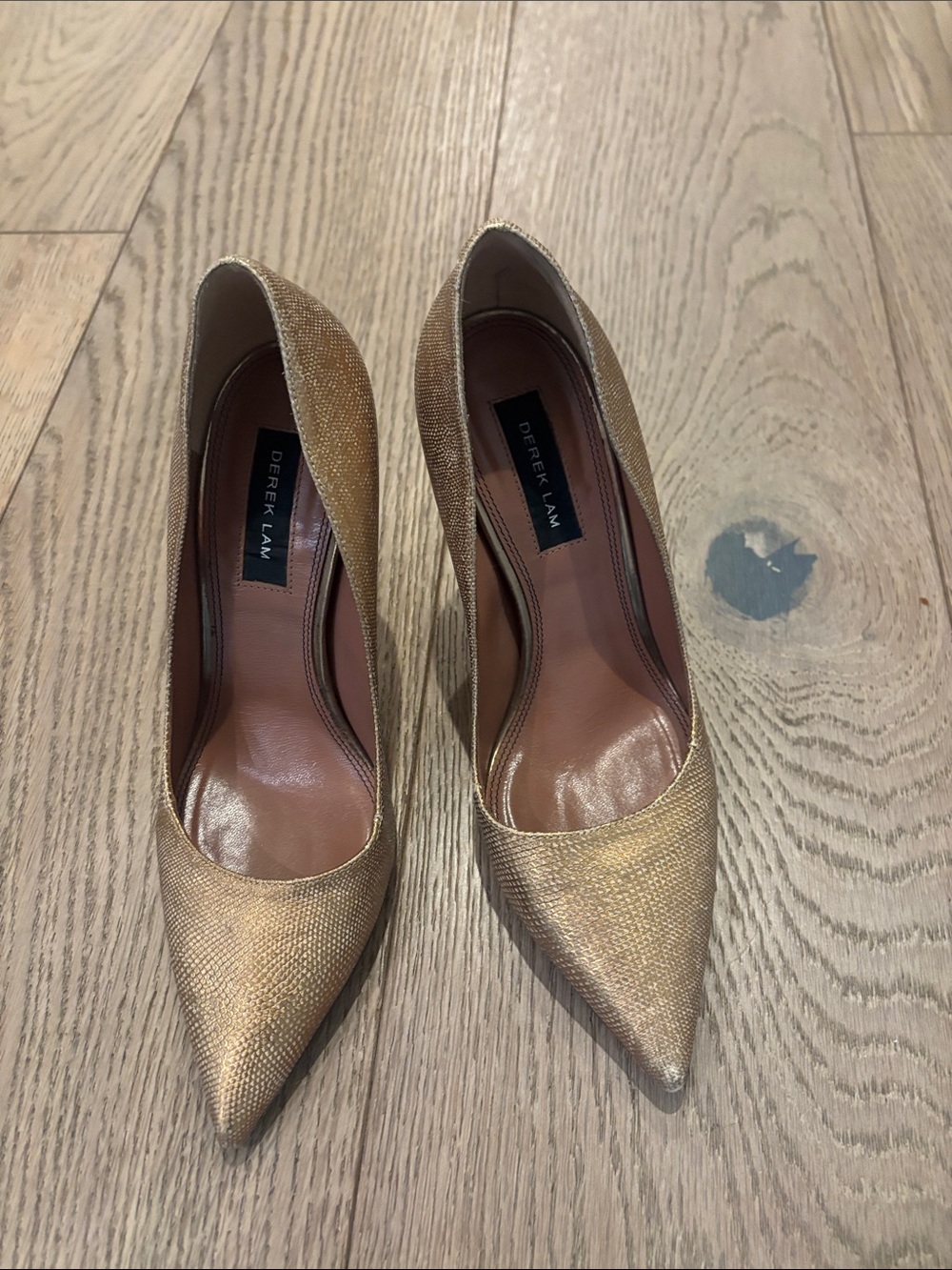 Derek Lam Metallic Gold Pointed Toe Pumps